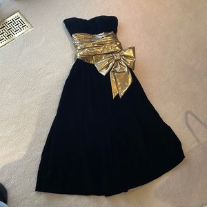 Custom size 2 velvet and gold lamee gown